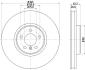 8DD355129311 HELLA PRO HIGH CARBON BMW диск гальм. передній X5 E70, X6 E71 HELLA підбір по vin на Brocar