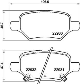 8DB355040181 HELLA OPEL гальмівні колодки задні MOKKA / MOKKA X 1.4 12- HELLA підбір по vin на Brocar