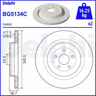 BG5134C DELPHI FORD USA Гальмівний диск задн. EDGE 2.0 EcoBlue 18- DELPHI підбір по vin на Brocar