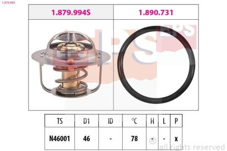 1879993 EPS LEXUS Термостат без корпусу GS (_L1_) 200t (ARL10_) 15-, RX (_L2_) 300 (AGL20_) 17- EPS підбір по vin на Brocar