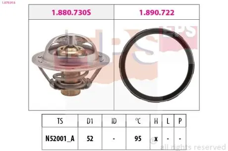 1879918 EPS RENAULT Термостат 95 °C з прокладкою ліворуч KOLEOS II (HC_) 2.0 TCe 16- EPS підбір по vin на Brocar