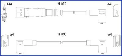 134711 HUCO VW Дроти високої напруги (5шт.) Golf III 1,6, Polo 1,0-1,6 SKODA Felicia 1,6 SEAT HITACHI підбір по vin на Brocar