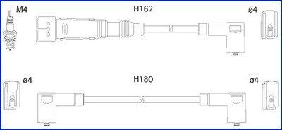 134707 HUCO VW К-кт высоковольтных проводов Golf III,Polo,Vento,Seat 1.4/1.6 HITACHI підбір по vin на Brocar