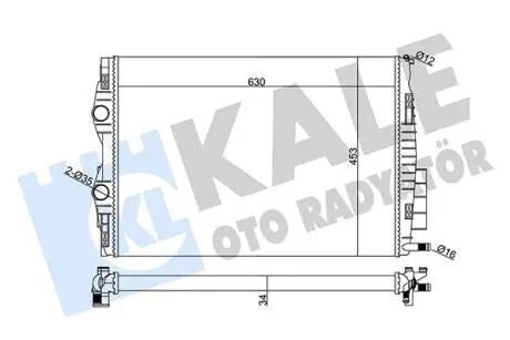 355830 KALE RENAULT Радіатор системи охолодження двигуна GRAND SCENIC II 1.9 04-, MEGANE II 1.9 02-, SCENIC II 1.9 03- KALE OTO RADYATOR подбор по vin на Brocar