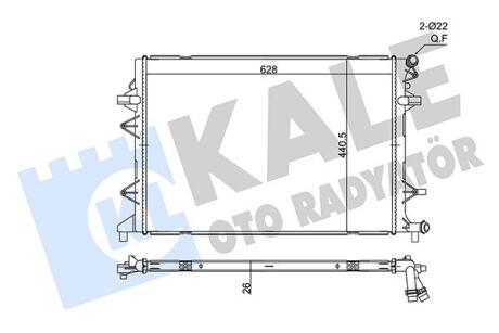 356340 KALE VW Радіатор охолодження BEETLE (5C1, 5C2) 1.4, 2.0 14-, CADDY IV 2.0 15-, SKODA KALE OTO RADYATOR підбір по vin на Brocar