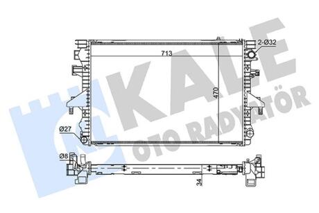 363090 KALE VW Радіатор охолодження двиг. T5 2.5 TDI 03- KALE OTO RADYATOR підбір по vin на Brocar