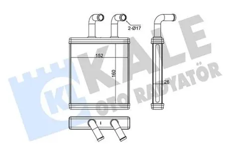 346570 KALE KIA Радіатор опалення K2500/K2700 KALE OTO RADYATOR підбір по vin на Brocar
