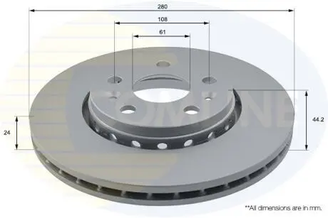 ADC1593V ADC1593V Comline - Диск гальмівний вентильований з покриттям COMLINE подбор по vin на Brocar