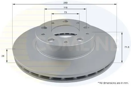 ADC2834V ADC2834V Comline - Диск гальмівний вентильований з покриттям COMLINE подбор по vin на Brocar