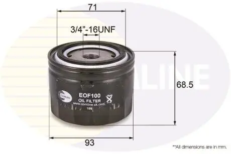EOF100 EOF100 Comline - Фільтр оливи (аналогWL7168/OC384) COMLINE підбір по vin на Brocar