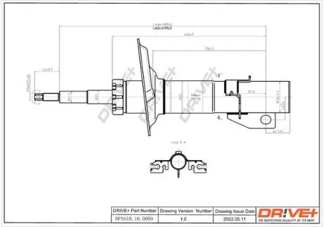 DP1610100009 DP1610.10.0009 Drive+ Амортизатор (передній) Citroen Jumper/Fiat Ducato/Peugeot Boxer 06- (1.1-1.5t) DRIVE+ підбір по vin на Brocar