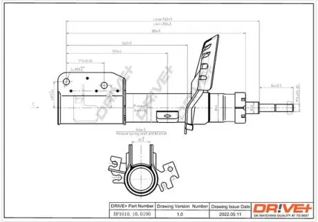 DP1610100190 DP1610.10.0190 Drive+ Амортизатор (передній) Citroen Jumpy/Fiat Scudo/Peugeot Expert 07- (R) (Газ) DRIVE+ підбір по vin на Brocar