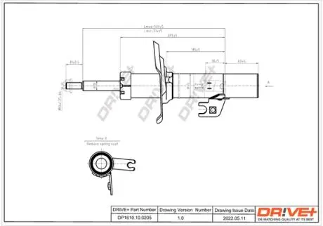 DP1610100205 DP1610.10.0205 Drive+ Амортизатор (передній) правий PEUGEOT 107/CITROEN C1 /TOYOTA AYGO (B10) 05- DRIVE+ підбір по vin на Brocar