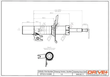 DP1610100206 DP1610.10.0206 Drive+ Амортизатор (передній) лівий PEUGEOT 107/CITROEN C1 /TOYOTA AYGO (B10) 05- DRIVE+ підбір по vin на Brocar