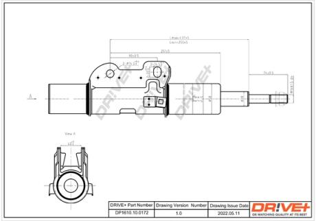 DP1610100172 DP1610.10.0172 Drive+ Амортизатор (передній) MB Sprinter 509-519CDI/ VW Crafter 30-50 06- (Газ) DRIVE+ підбір по vin на Brocar