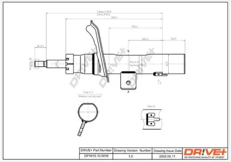 DP1610100016 DP1610.10.0016 Drive+ Амортизатор (передній) Citroen Berlingo/Peugeot Partner 02- (R) (Газ) DRIVE+ підбір по vin на Brocar