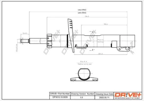 DP1610100035 DP1610.10.0035 Drive+ Амортизатор (передній) VW Polo/Skoda Fabia 99-/Roomster 06- (Газ) DRIVE+ подбор по vin на Brocar