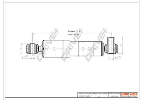 DP1610100054 DP1610.10.0054 Drive+ Амортизатор (передній) Renault Master/Opel Movano 98-10 (Газ) DRIVE+ підбір по vin на Brocar