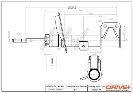 DP1610100036 DP1610.10.0036 Drive+ Амортизатор (передній) Citroen C4 04-/Peugeot 307 00- (L/R) DRIVE+ підбір по vin на Brocar