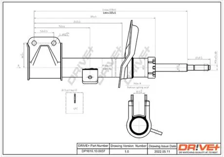 DP1610100037 DP1610.10.0037 Drive+ Амортизатор (передній) Citroen C4 04-/Peugeot 307 00- (L/R) DRIVE+ підбір по vin на Brocar