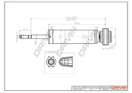 DP1610100073 DP1610.10.0073 Drive+ Амортизатор (задній) Citroen C4/ Peugeot 307 00-11 (Газ) DRIVE+ підбір по vin на Brocar