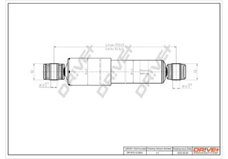 DP1610100091 DP1610.10.0091 Drive+ Амортизатор (задній) Renault Master 98- (59.5см) (Газ) DRIVE+ підбір по vin на Brocar