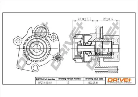 DP231010012 DP2310.10.012 Drive+ Насос охолоджуючої рідини (аналог 045121011H OE VAG) DRIVE+ підбір по vin на Brocar