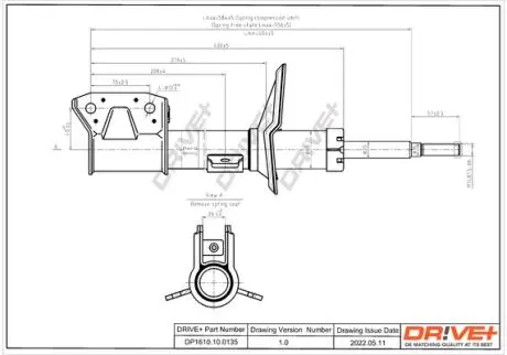 DP1610100135 DP1610.10.0135 Drive+ Амортизатор (передній) Dacia Duster 1.5 CDI 10- (Газ) DRIVE+ підбір по vin на Brocar