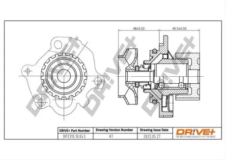 DP231010043 DP2310.10.043 Drive+ Насос охолоджуючої рідини (аналог VKPC 81623 SKF) DRIVE+ підбір по vin на Brocar
