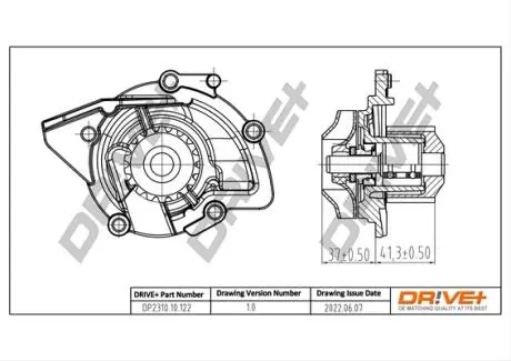 DP231010122 DP2310.10.122 Drive+ Насос охолоджуючої рідини (аналог VKPC 83207 SKF) DRIVE+ підбір по vin на Brocar
