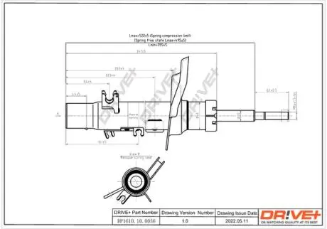 DP1610100056 DP1610.10.0056 Drive+ Амортизатор (передній) PEUGEOT 208 12- FL *Ф=47ММ DRIVE+ підбір по vin на Brocar