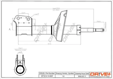 DP1610100007 DP1610.10.0007 Drive+ Амортизатор (передній) Renault Kangoo 97-08 (Газ) DRIVE+ підбір по vin на Brocar