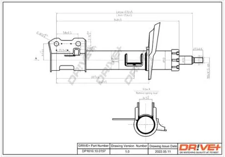 DP1610100157 DP1610.10.0157 Drive+ Амортизатор (передній) Opel Astra H 03- (L) (Газ) DRIVE+ підбір по vin на Brocar