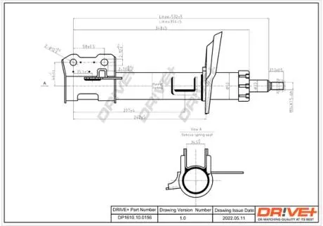 DP1610100156 DP1610.10.0156 Drive+ Амортизатор (передній) Opel Astra H 03- (R) (Газ) DRIVE+ підбір по vin на Brocar