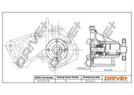 DP231010116 DP2310.10.116 Drive+ Насос охолоджуючої рідини (аналог WP0113 LPR) DRIVE+ подбор по vin на Brocar