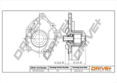 DP231010024 DP2310.10.024 Drive+ Насос охолоджуючої рідини (аналог 1668 AIRTEX) DRIVE+ подбор по vin на Brocar