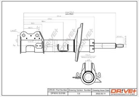 DP1610100180 DP1610.10.0180 Drive+ Амортизатор (передній) Fiat Doblo 10- (L) (Газ) DRIVE+ підбір по vin на Brocar