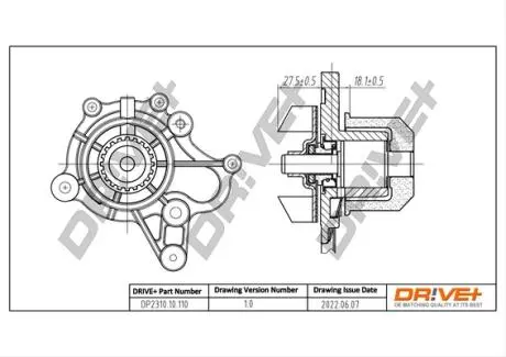 DP231010110 DP2310.10.110 Drive+ Насос охолоджуючої рідини (аналог P7797 HEPU) DRIVE+ підбір по vin на Brocar