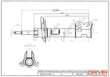 DP1610100108 DP1610.10.0108 Drive+ Амортизатор (задній) VW T5 03- (ГАЗ) DRIVE+ підбір по vin на Brocar
