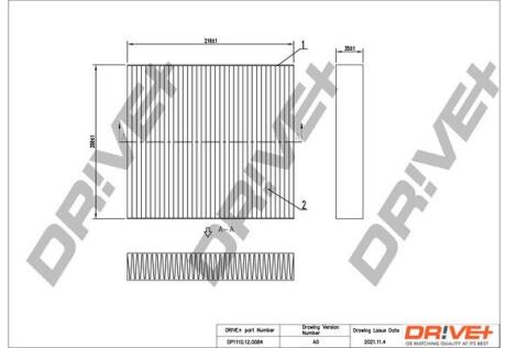 DP1110120084 DP1110.12.0084 Drive+ - Фільтр салону (аналог WP2110) DRIVE+ подбор по vin на Brocar