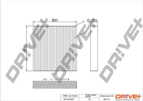 DP1110120077 DP1110.12.0077 Drive+ - Фільтр салону (аналог WP9314) DRIVE+ подбор по vin на Brocar