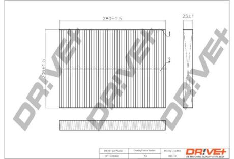 DP1110120002 DP1110.12.0002 Drive+ - Фільтр салону (аналог WP6812) DRIVE+ подбор по vin на Brocar