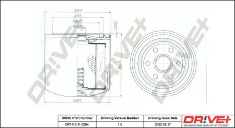 DP1110110264 DP1110.11.0264 Drive+ - Фільтр оливи (аналог WL7214) DRIVE+ підбір по vin на Brocar