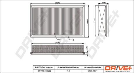 DP1110100222 DP1110.10.0222 Drive+ Фільтр повітря (аналог WA6167) DRIVE+ подбор по vin на Brocar