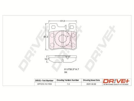 DP1010101163 DP1010.10.1163 Drive+ - Гальмівні колодки до дисків DRIVE+ підбір по vin на Brocar
