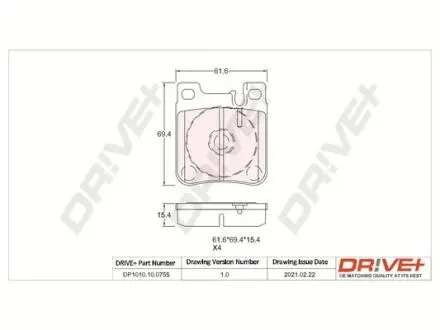 DP1010100755 DP1010.10.0755 Drive+ - Гальмівні колодки до дисків DRIVE+ подбор по vin на Brocar