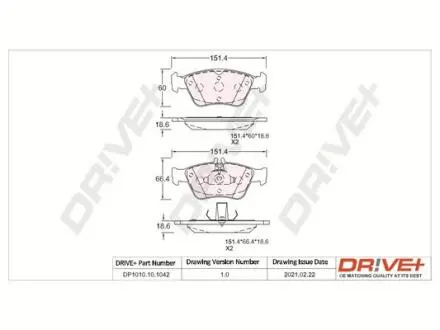 DP1010101042 DP1010.10.1042 Drive+ - Гальмівні колодки до дисків DRIVE+ підбір по vin на Brocar