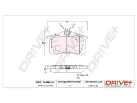 DP1010100952 DP1010.10.0952 Drive+ - Гальмівні колодки до дисків DRIVE+ подбор по vin на Brocar