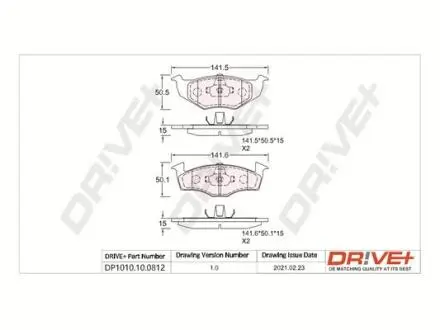 DP1010100812 DP1010.10.0812 Drive+ - Гальмівні колодки до дисків DRIVE+ підбір по vin на Brocar