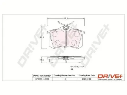 DP1010100002 DP1010.10.0002 Drive+ - Гальмівні колодки до дисків DRIVE+ підбір по vin на Brocar